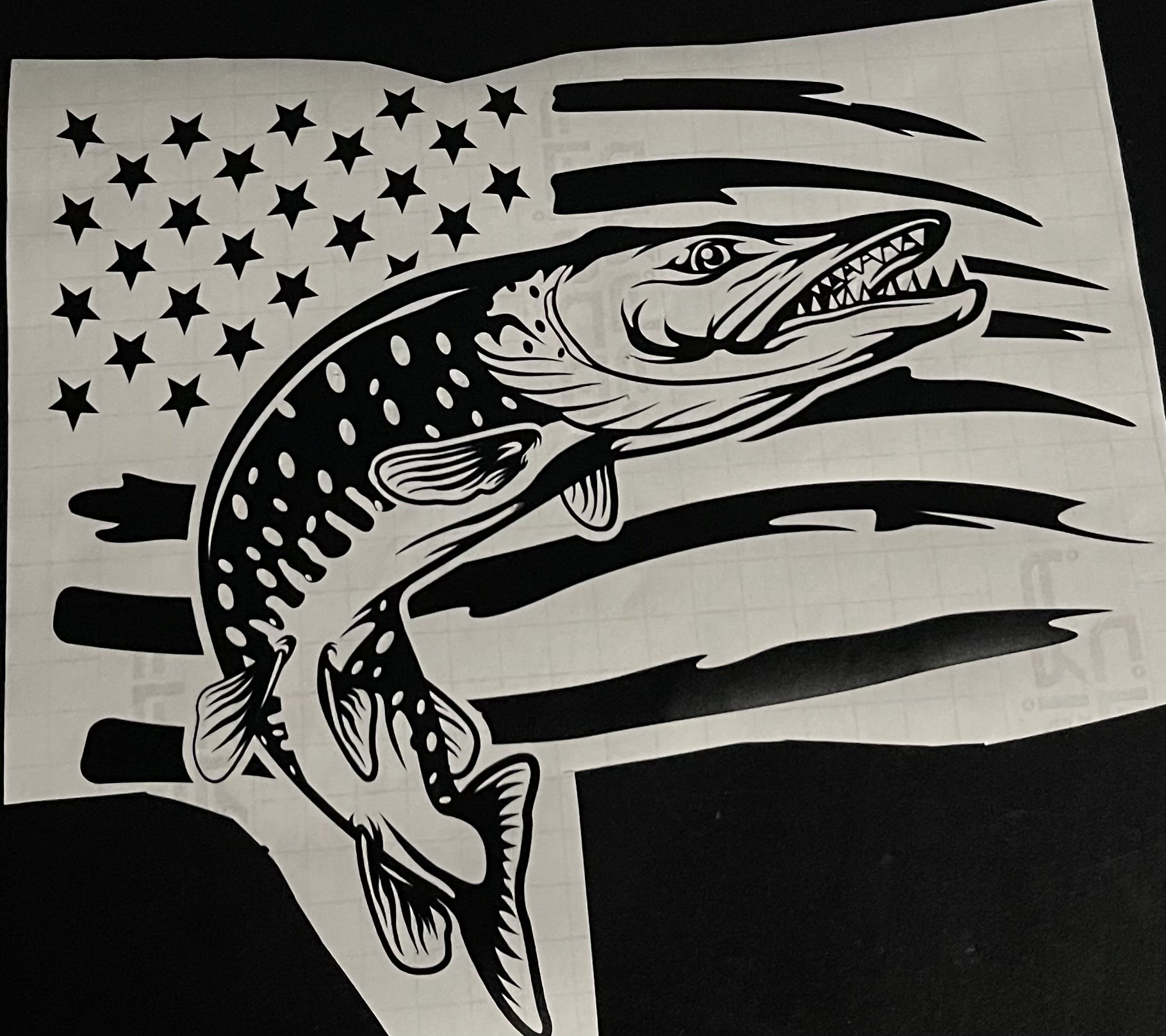 American flag fishing graphic decal